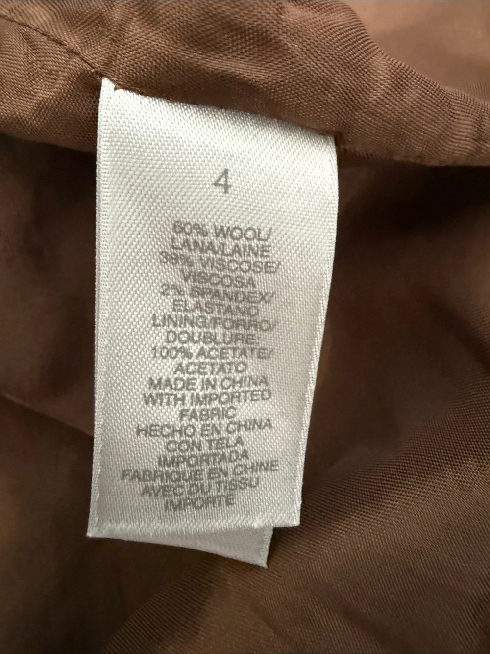 City DKNY Brown Wool Blend Skirt Beaded Waist Career Chic Size 4 Classic - Picture 12 of 13